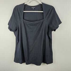 Lafayette 148 Black Square Neck T-Shirt Size XL